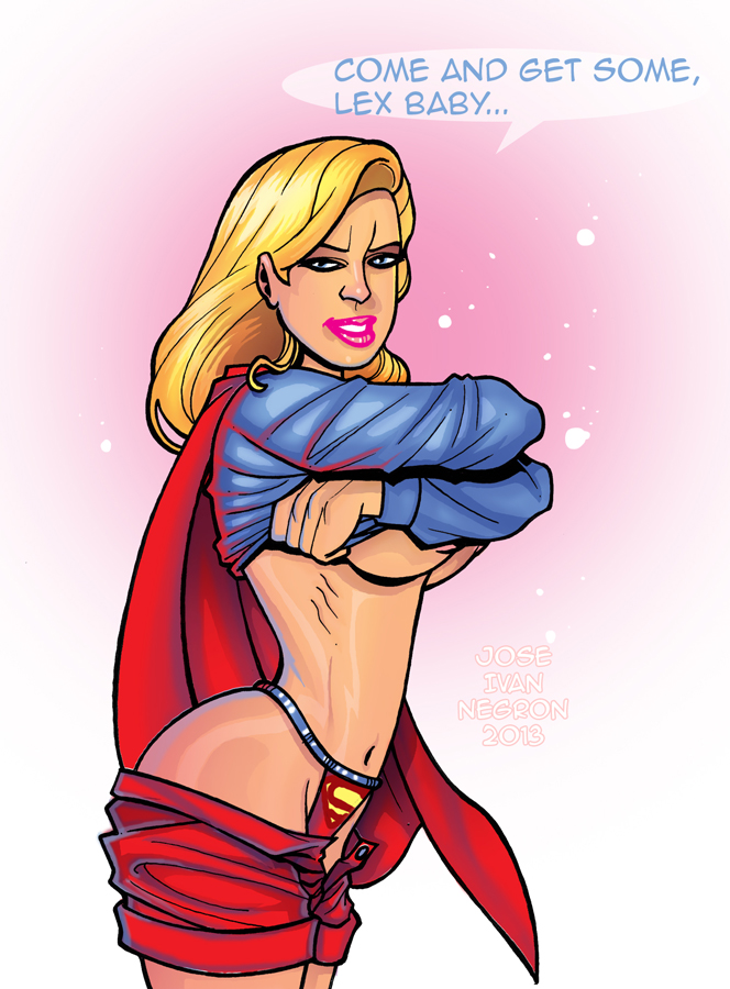 1girls 2013 areola badattitudeink blonde_hair breasts dc enemies enemies_to_lovers enemies_with_benefits eyeliner female heroine hips kryptonian large_breasts lex_luthor lips lipstick logo_panties pale_skin panties perky_breasts pink_lipstick print_panties puffy_areola shirt_lift solo supergirl supergirl_panties superheroine superman_(series) supervillain thick_lips thong underboob undressing villain