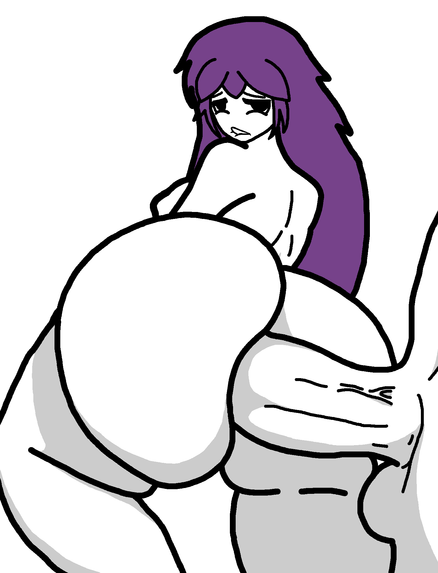anal, anal sex, animated, ass, back view, big ass, big breasts, biting lip, breasts, female, jvne (sewerslvt), kokorikokoro (artist), long hair, looking back, looking pleasured, nipples, purple hair, sewerslvt, sewerslvt (artist), thick thighs, traced, traced animation, white skin, zonen404