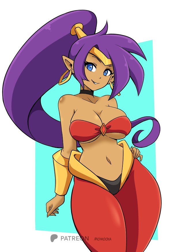big_ass big_breasts big_butt big_thighs big_titties brown_hair brown_skin clothing curvaceous curvaceous_female curvaceous_figure curvy curvy_figure curvy_hips female female_focus female_only long_hair looking_at_viewer momocka_art purple_hair