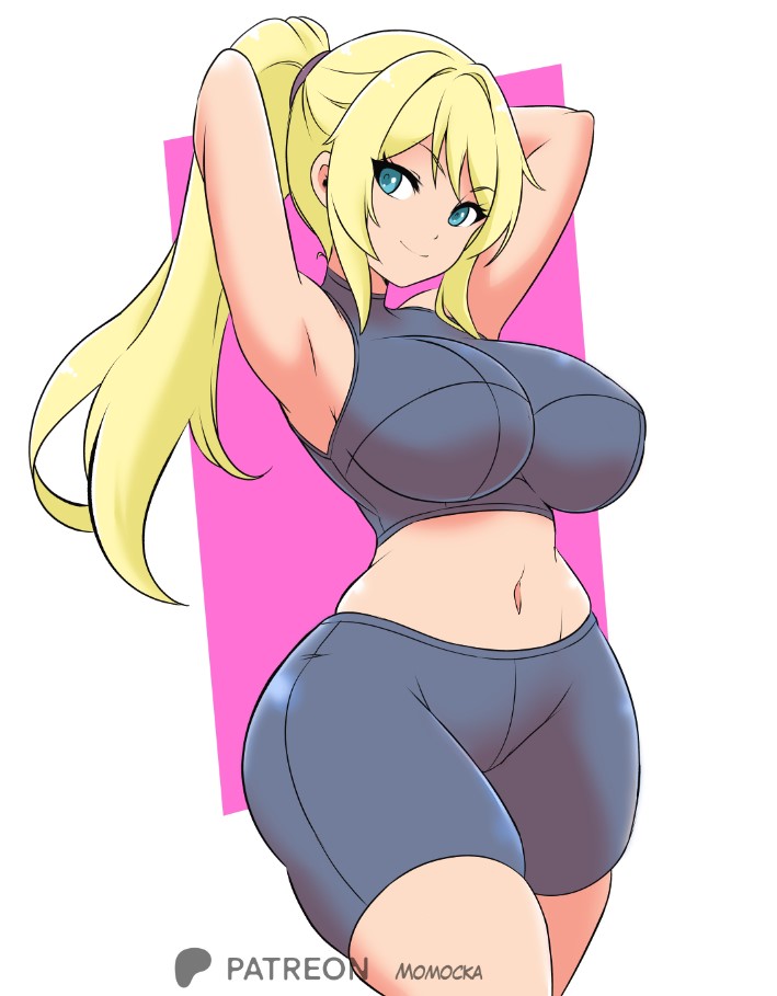 big_ass big_breasts big_butt big_thighs big_titties casual_outfit_(metroid) clothing curvaceous curvaceous_female curvaceous_figure curvy curvy_figure curvy_hips female female_focus female_only long_hair looking_at_viewer metroid milf momocka_art nintendo samus_aran yellow_hair