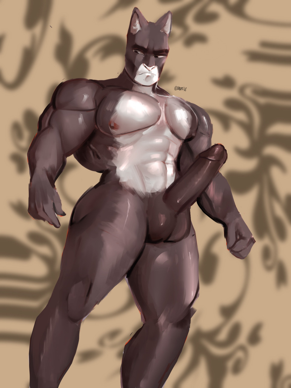 1boy 2021 abs abstract_background animal_humanoid anthro areola ass balls barazoku biceps big_balls big_penis black_balls black_body black_ears black_eyes black_fur black_penis blacksad cat_humanoid domestic_cat erection felid felid_humanoid feline feline_humanoid felis fist frown fur genitals grey_background grey_ears hi_res humanoid humanoid_genitalia humanoid_penis john_blacksad looking_back looking_down male male_only mammal mammal_humanoid manly multicolored_body multicolored_ears multicolored_fur muscular narrowed_eyes navel nipples nude pecs penis presenting presenting_balls presenting_penis red_areola red_nipples simple_background snarfu solo squint standing tan_background thick_penis thick_thighs triceps white_body white_fur white_nose