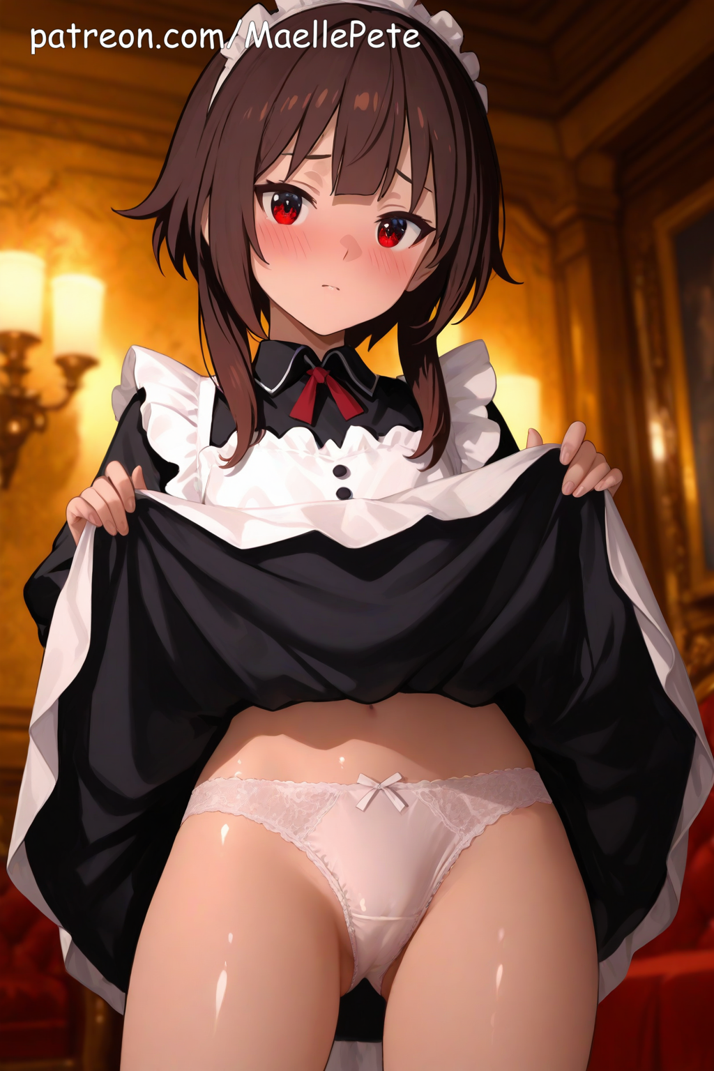 ai_generated anime beautiful beauty blush blush breasts cleavage cute embarrassed embarrassed_female embarrassed_nude_female embarrassed_nude_male eyes female flat_belly girl girly high_quality high_resolution highres human innocent kono_subarashii_sekai_ni_shukufuku_wo! legs long_hair looking looking_at_viewer love maellepetite maid maid_apron maid_headdress maid_outfit maid_uniform medium_breasts megumin naked nsfw nude nude_female nudity oil oiled oiled_body oiled_skin petite petite_body petite_female pose shiny_skin shy skinny skirt_lift skirt_pull skirt_up slim slim_waist small_breasts teenage_girl uncensored young