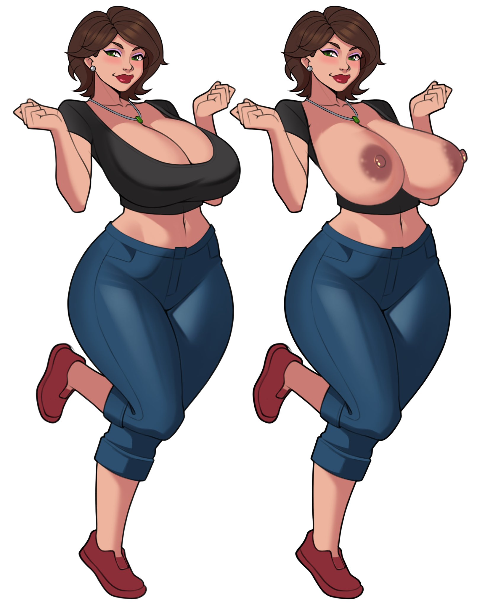 aunt cass, big hero 6, breasts, brown hair, cass hamada, disney, female, green eyes, idiot2006, jakuson z, large breasts, marvel, marvel comics, necklace, red lipstick
