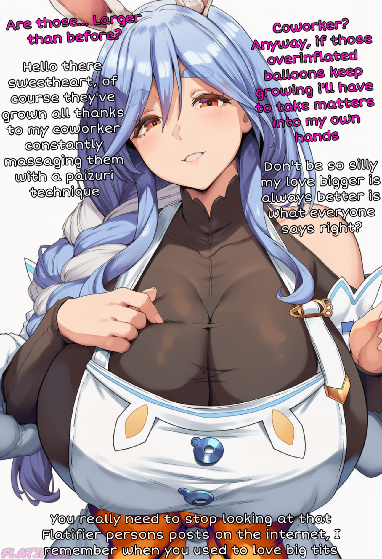 ai generated, attribute theft, breast reduction, breast shrinking, breasts, female, flat chest, flat chested, flatifier, genital expansion, genital growth, genital growth (enlargement), gigantic breasts, hololive, hololive japan, huge breasts, huge cock, male, pekomama, penis, penis expansion, penis growth, penis growth (enlargement), small breasts, usada pekora, virtual youtuber