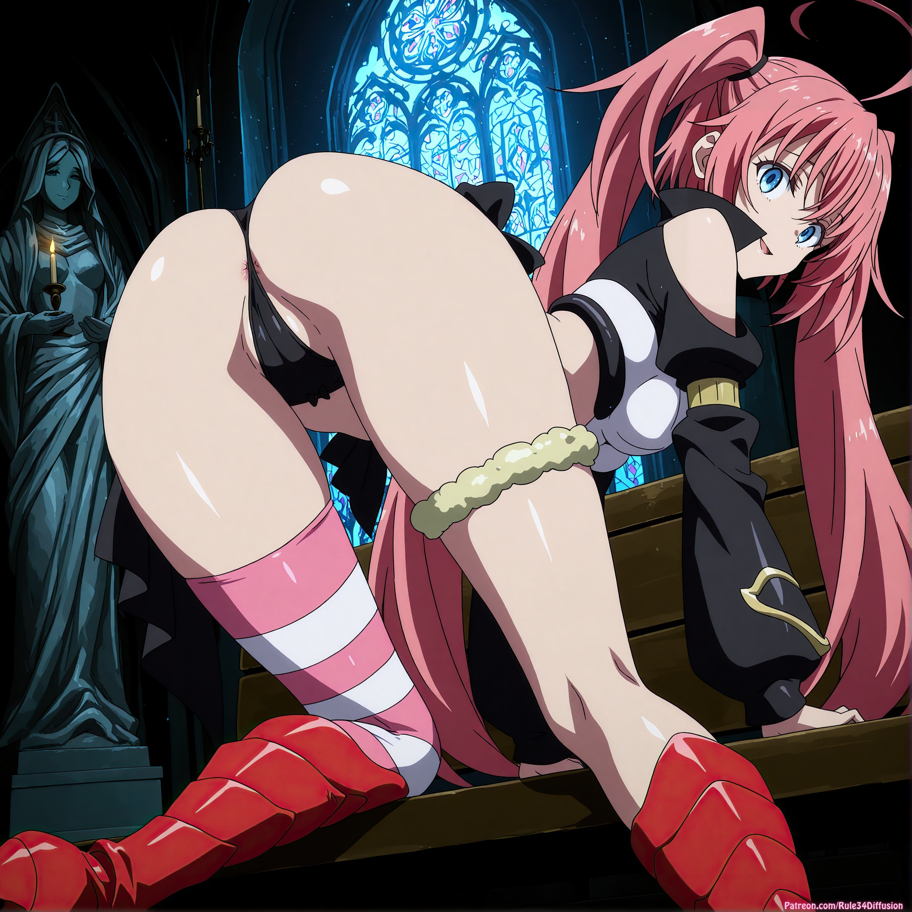 1girls, barely visible anus, bending over, female, female only, milim nava, solo, tagme, tensei shitara slime datta ken, thong