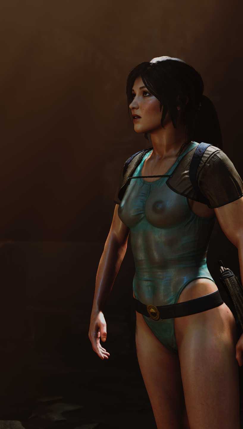 1girls 3d faith103 female game_screenshot lara_croft mod one-piece_swimsuit see-through_swimsuit solo swimsuit tomb_raider