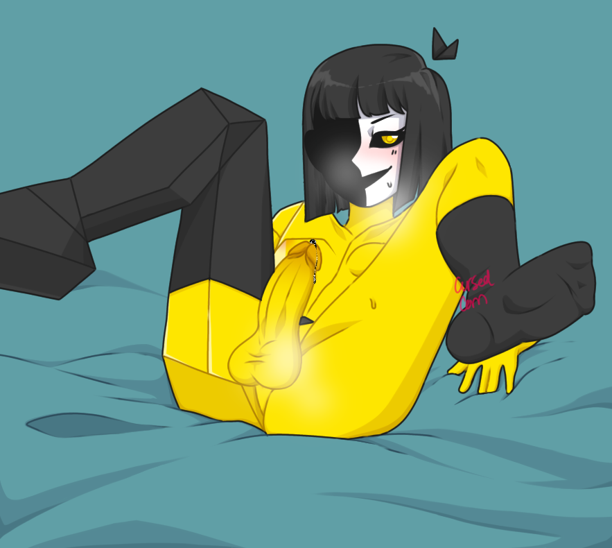 1futa balls black_hair ena futa_only futanari humanoid humanoid_penis joel_g looking_at_viewer nude on_back penis sock solo steam sweat thighhighs xxbluedemonxx yellow_body