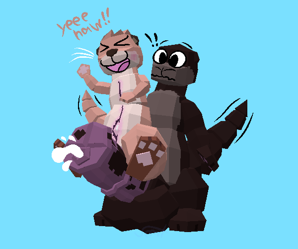 3d ace_giant_otter_(samichott) animal_genitalia animal_penis anthro balls big_balls big_penis bodily_fluids closed_eyes digital_media_(artwork) duo equine_genitalia equine_penis female genital_fluids genitals giant_otter happy heart_symbol huge_balls huge_cock luna_otter_(samichott) male mammal marine mustelid navel otter otter_tail outie_navel paws penis river_otter samichott_(artist) shaking sitting sitting_on_penis surprise thick_thighs