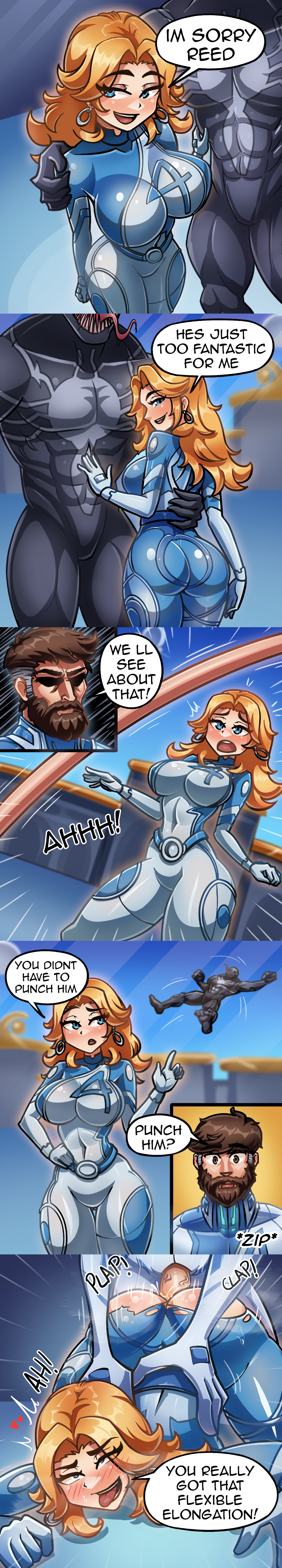 2boys, aleksey gutierrez, english text, fantastic four, female, invisible woman, invisible woman (marvel rivals), male, marvel, marvel rivals, mr fantastic, mr fantastic (marvel rivals), reed richards, sex, straight, sue storm, text, venom (marvel rivals), venom (marvel)