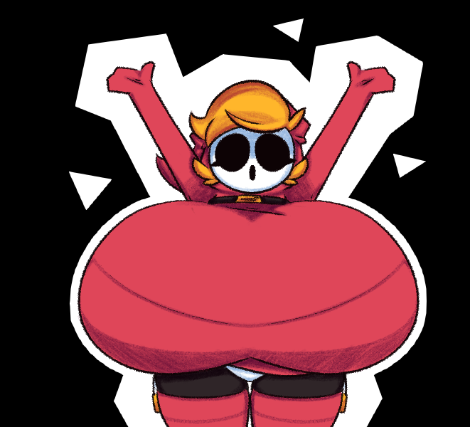 1girls arms_up dewbber excited female female_only hair huge_breasts large_breasts mario_(series) mask nintendo orange_hair paper paper_mario red_outfit shy_gal solo standing