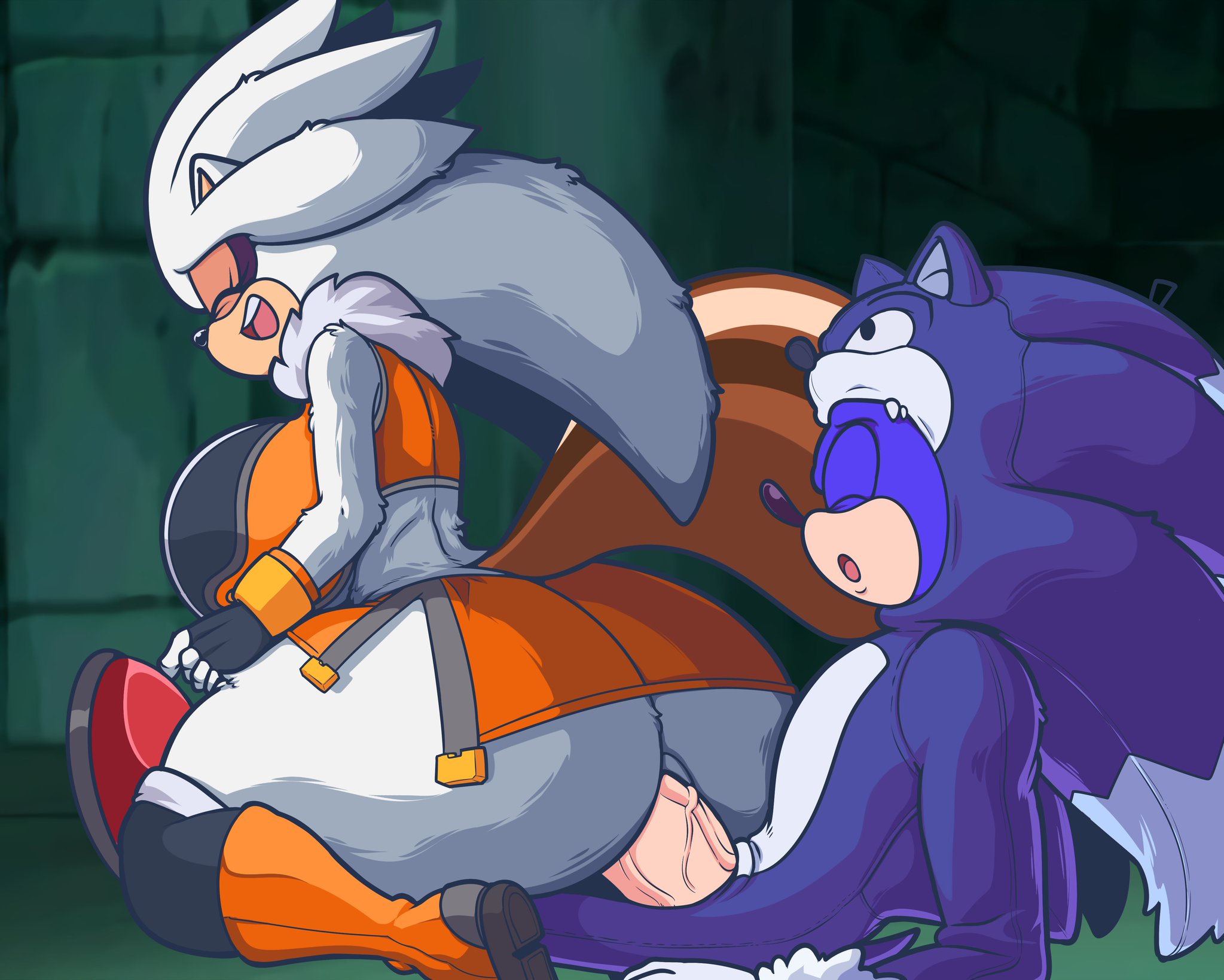 1boy, 1girls, anthro, ass, big penis, blazblue, blue body, breasts, cosplay, costume, female, grey body, hair, hedgehog, huge ass, huge breasts, huge butt, makoto nanaya, male, penis, reverse cowgirl position, rule 63, sega, sex, silver the hedgehog, silvia the hedgehog, sonic (series), sonic the hedgehog, sonic the hedgehog (series), sonic the werehog, straight, tuft, turboranger, werehog