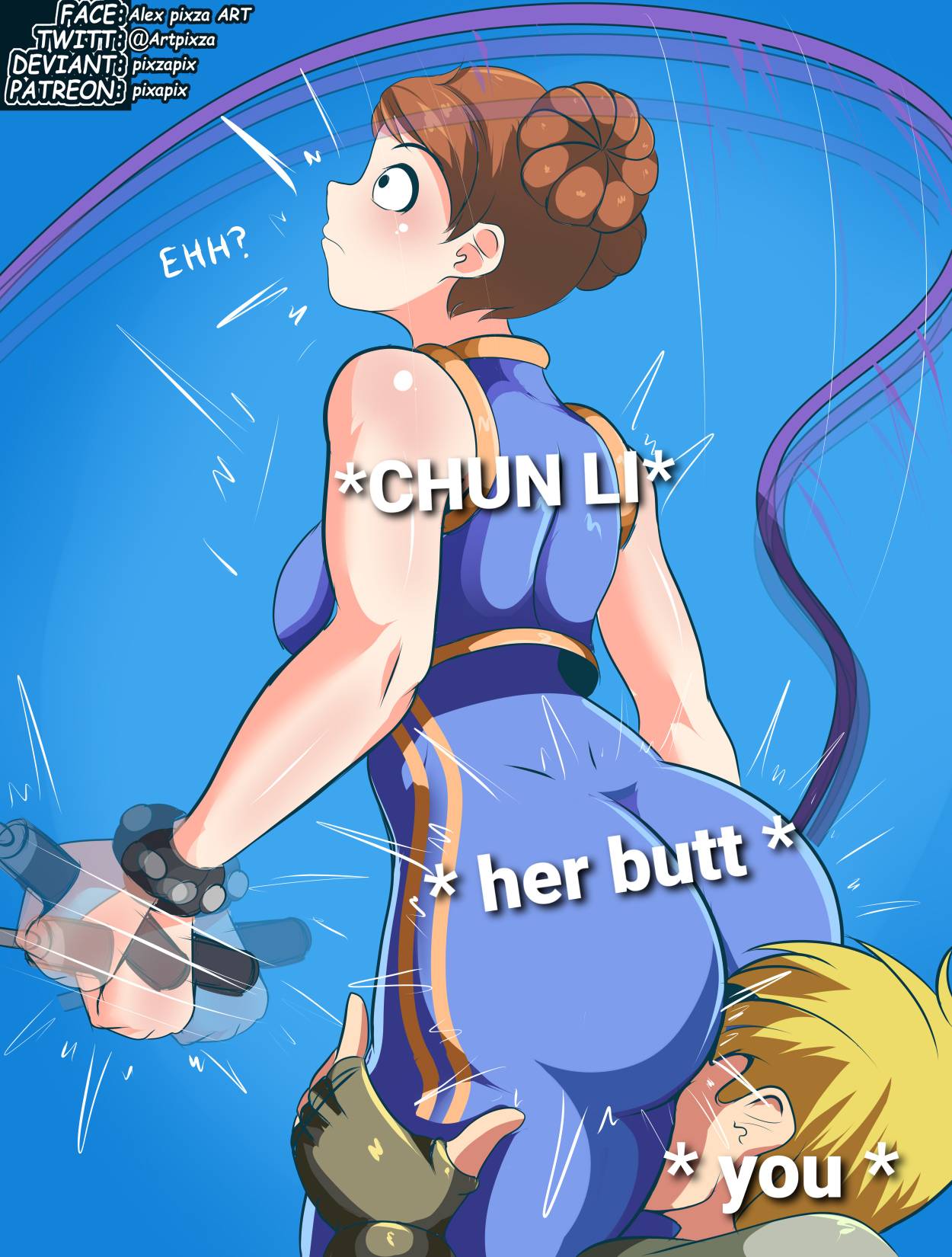 1boy 1girls ass ass_in_face ass_worship big_ass brown_hair capcom chun-li chun-li_(fortnite) crossover dat_ass face_in_ass fat_ass fortnite huge_ass jonesy_(fortnite) large_ass meme pixzapix rubbing shocked shocked_expression street_fighter street_fighter_alpha video_games