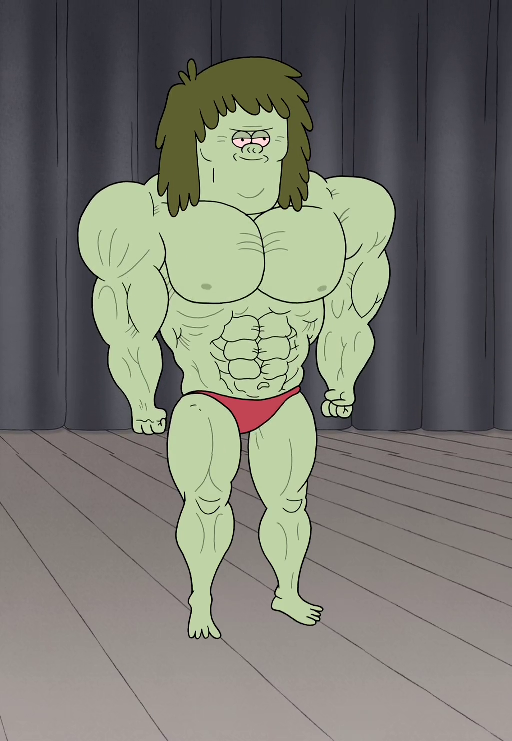 1boy abs cartoon_network green_skin male_only mi_mami muscle_man_(regular_show) muscular_male regular_show tagme