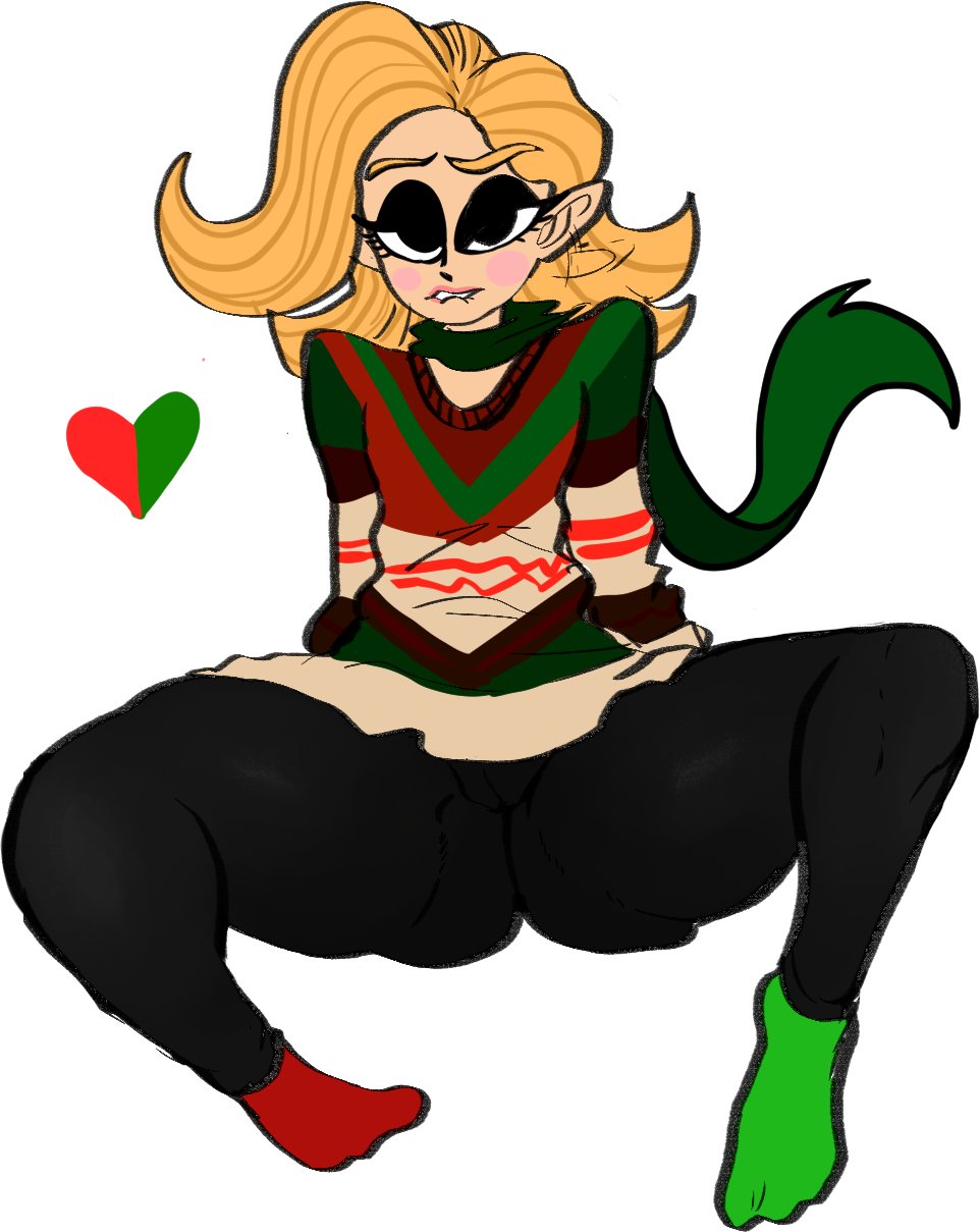 1girls 2020 ass big_ass big_breasts biting_lip biting_own_lip blonde_hair christmas cute elf elf:_buddy's_musical_christmas elf_(film) female heart jovie large_ass lemonadepikachu lip_bite lip_biting outlines pointy_ears pointy_nose red_and_green scarf socks spread_legs spreading sweater thick_thighs tight_pants visible_pussy