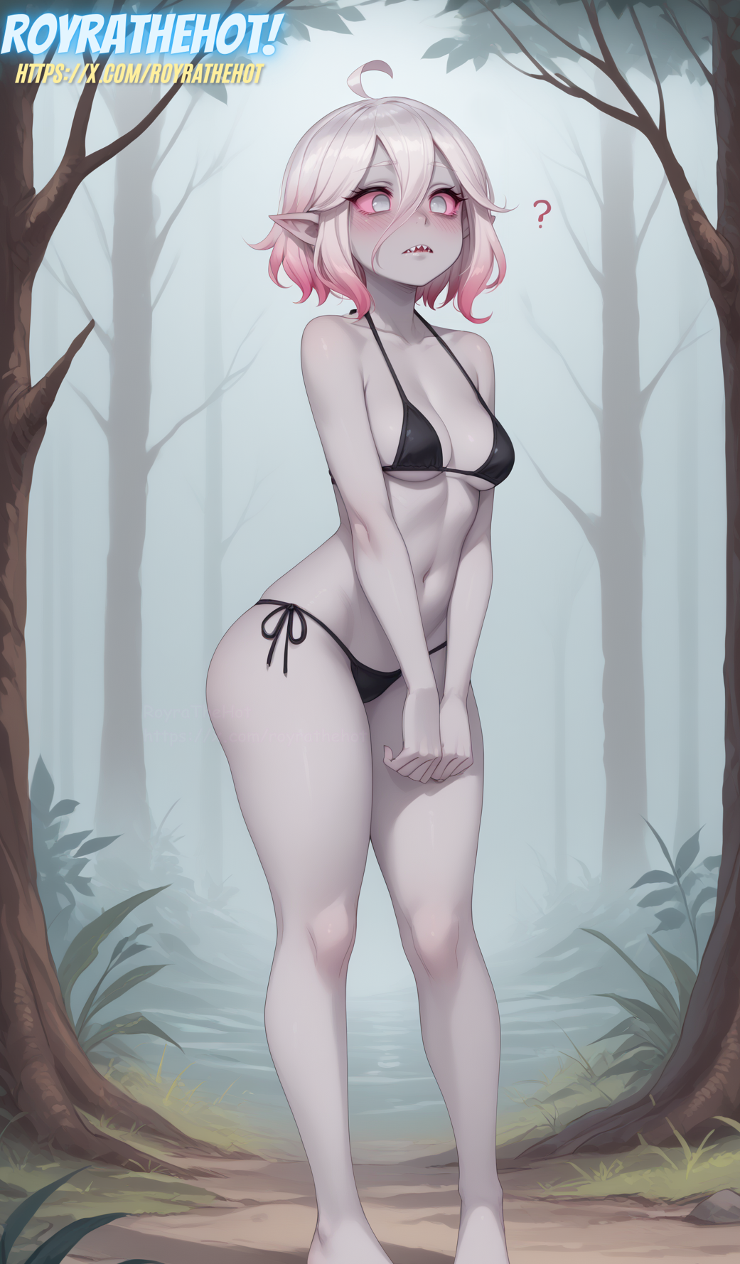 ai_generated bikini briar_(league_of_legends) confused female league_of_legends pale_skin royrathehot solo white_eyes white_hair