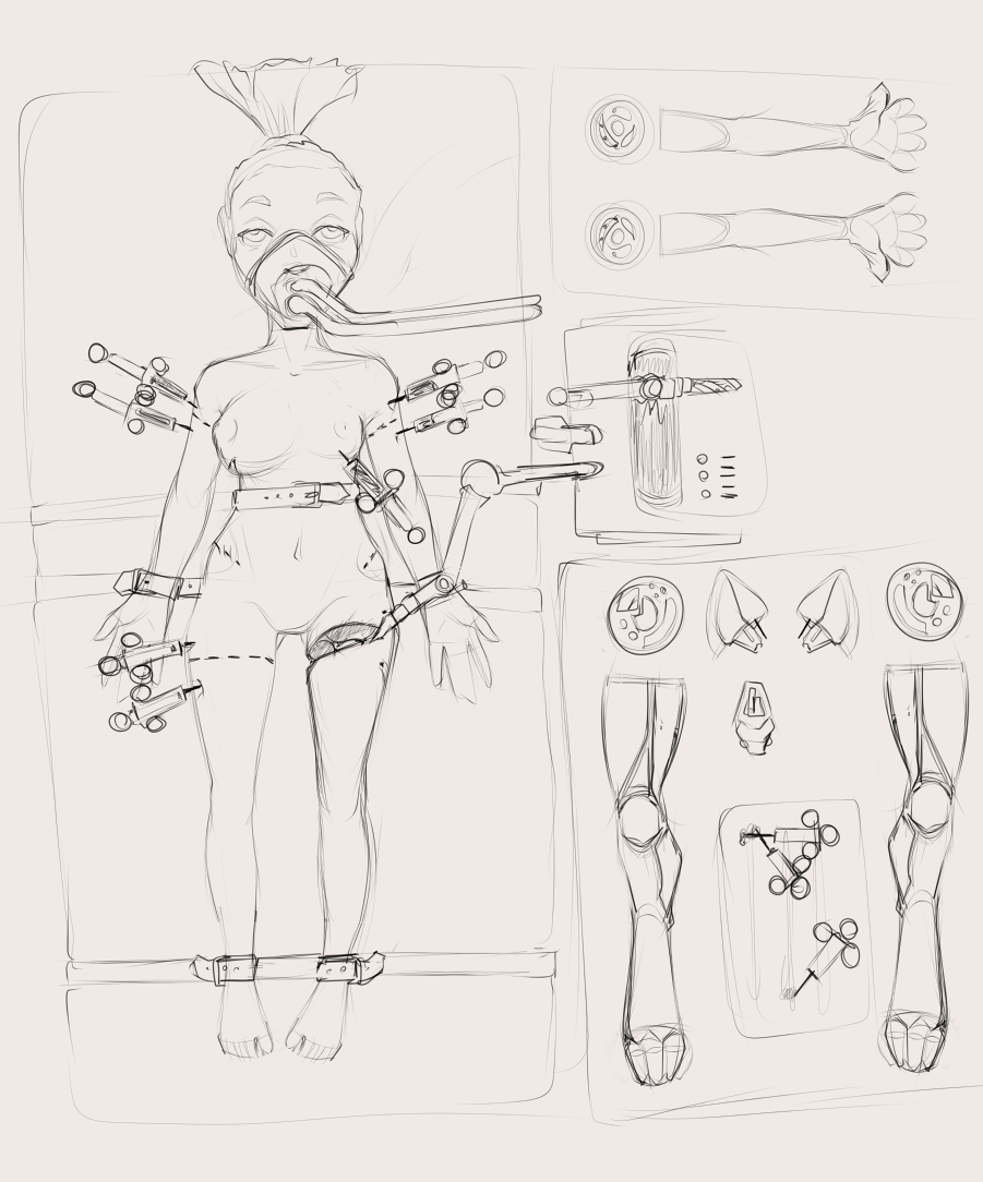 amputee body_modification bound breast_expansion breast_implants breasts cybernetic_limb cybernetics cyborg digitigrade disability expansion female gore guro human injection ivory-raven machine mammal medical_instrument plantigrade prosthetic prosthetic_limb quadruple_amputee scientific_instrument solo surgical_operation transformation