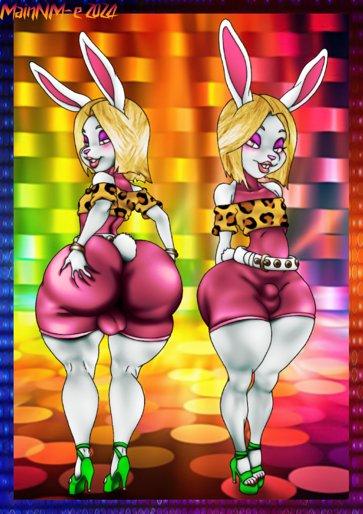 crossdressing femboy furry hare huge_ass huge_butt mainnm-e make-up oc presenting rabbit sissy thick_thighs