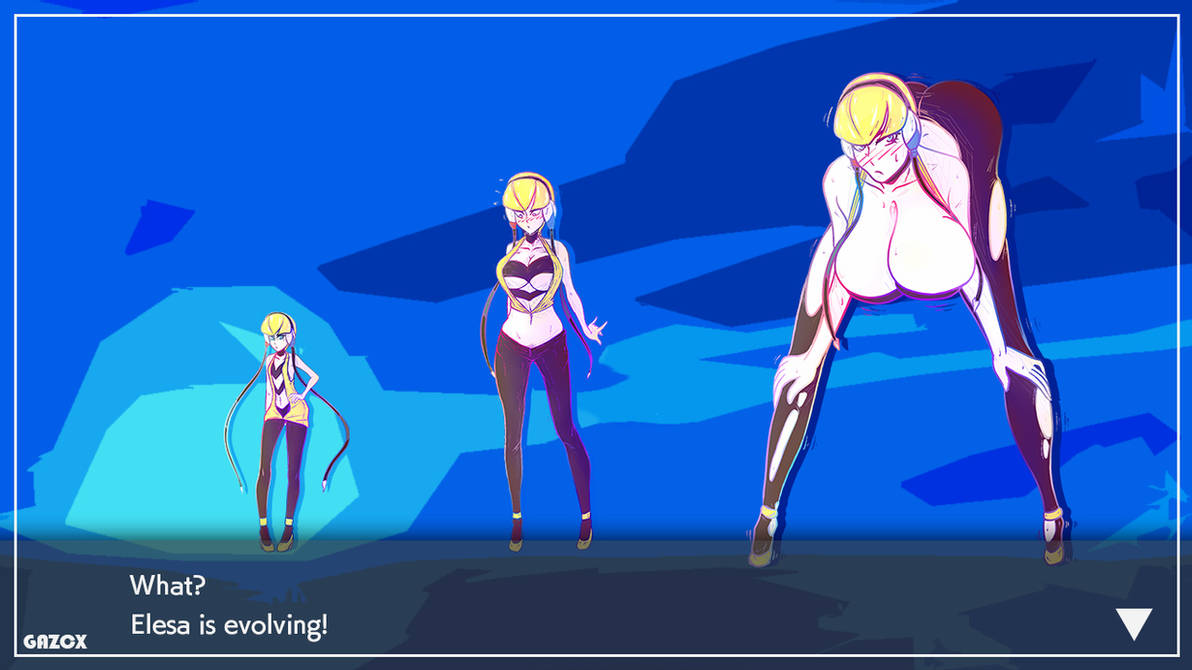 1girls, breast expansion, breast growth, breast growth (enlargement), breasts, cleavage, elesa (pokemon bw), elesa (pokemon), female, female only, gaz-knightofnylrac, growth, gym leader, huge breasts, human, nintendo, pokemon, pokemon bw, sequence, solo, solo female, torn clothes, yellow hair