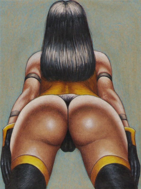 2d, armlet, ass, athletic, athletic female, black hair, bracelet, bubble ass, bubble butt, dark skin, dark-skinned female, edithemad, female, female focus, female only, gloves, leotard, long hair, mortal kombat, rear view, sex, solo, standing, tagme, tanya (mortal kombat), thighhighs, thong leotard, wide hips