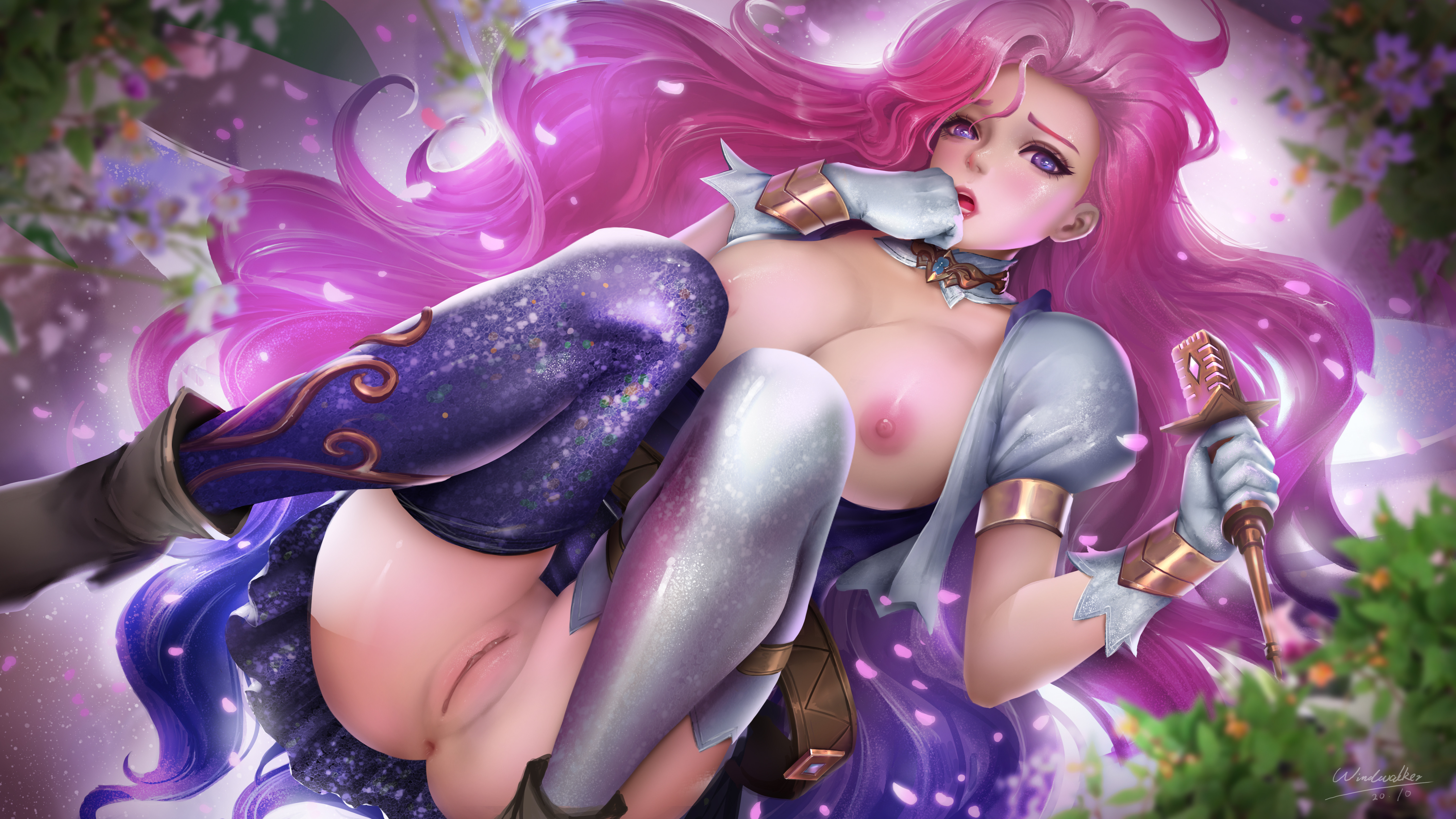 bottomless, breasts, female, high resolution, kaze no gyouja, league of legends, seraphine (league of legends), windwalker