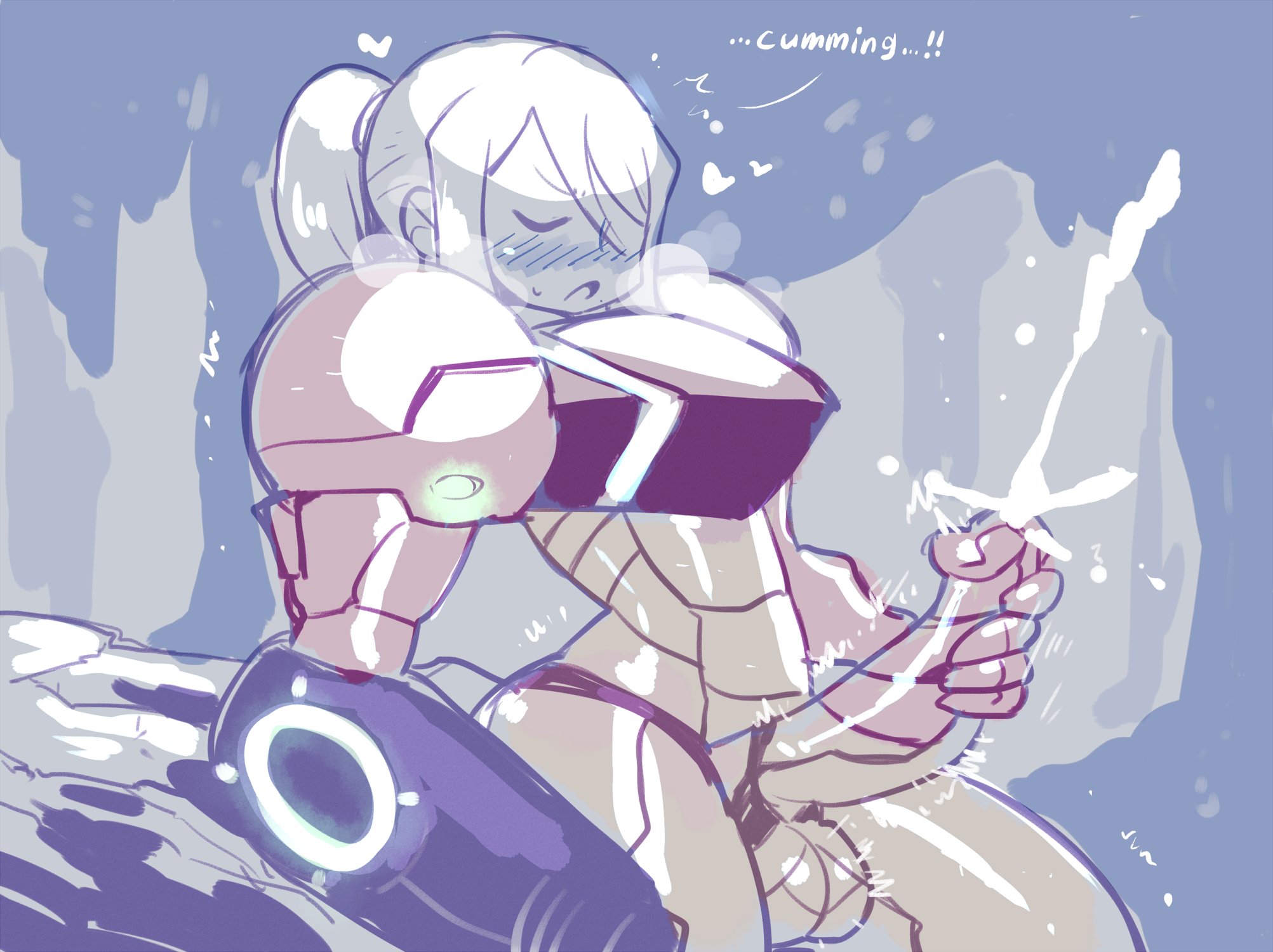 1futa, armor, armored samus, balls, cave, clothed masturbation, clothing, crap-man, cum, cum announcement, cumming, ejaculation, eyes closed, futa only, futanari, human, intersex, masturbation, masturbation through clothing, metroid, nintendo, orgasm, penis, power suit, samus aran, solo, standing, thick thighs, wide hips