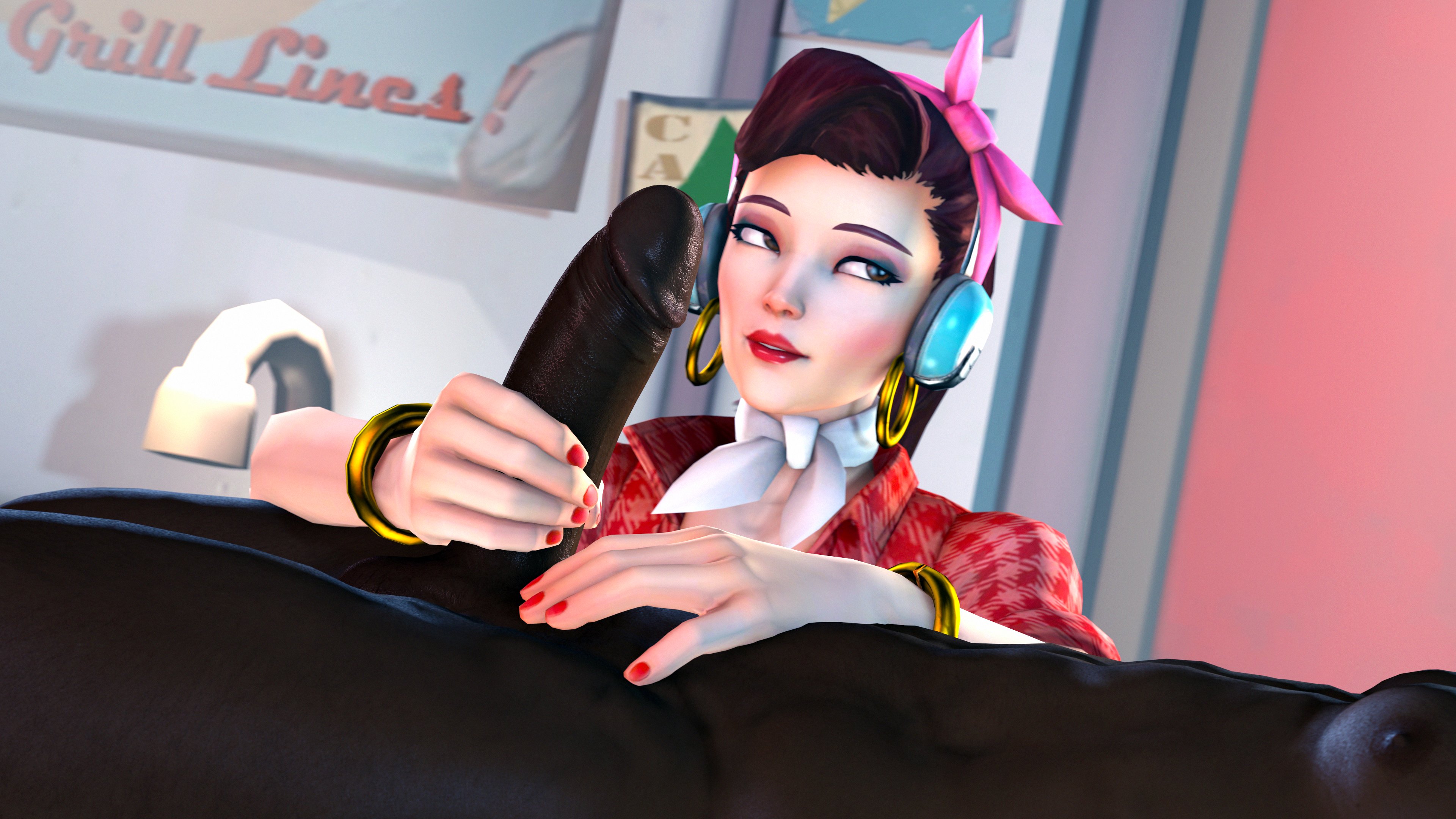 3d, big penis, brown eyes, clothed sex, cruiser d.va, d.va, dark skin, dark-skinned male, faceless male, female, handjob, interracial, light skin, light-skinned female, male, overwatch, pale skin, pale-skinned female, penis, steps3d, tagme