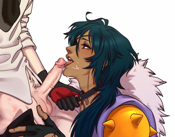 2boys, adoptive siblings, alan gertz, armor, balls, blowjob, blue eyes, blue hair, brother, brother/brother, brothers, clothing, collar, dark skin, dark-skinned male, diluc (genshin impact), erection, gay, genital fluids, genshin impact, kaeya (genshin impact), licking, male, male only, male/male, penis, pubic hair, siblings, yaoi