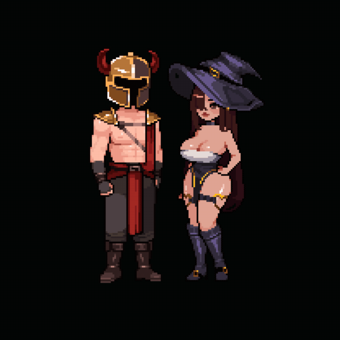 1boy, 1girl, 1girls, 2d, 2d animation, animated, big breasts, cum, cum in mouth, cum inside, cum on breasts, cute, deepthroat, face fucking, fellatio, gif, huge breasts, instant loss 2koma, kneeling, large breasts, leotard, light-skinned female, meme, naughtybits (team), oral, pixel animation, pixel art, rough sex, thick thighs, violyn, wholesome, wide hips, wide thighs, witch, witch hat