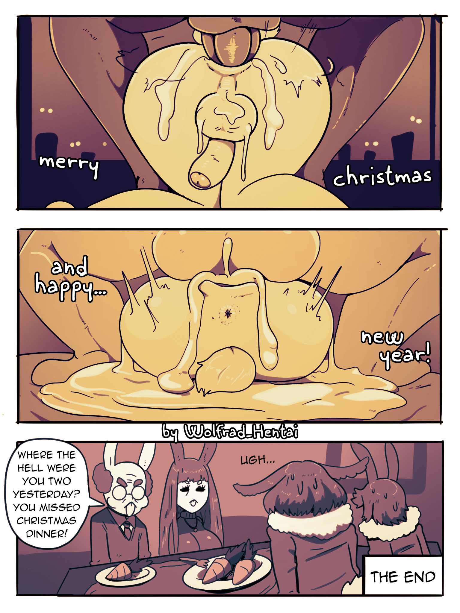 bisexual, bisexual male, both sexes in same situation, bunny boy, bunny girl, comic, cum, cum in pussy, cum inside, female, femboy, male, male penetrated, male/male, mating press, original, penis, penis size difference, pussy, rabbit humanoid, sunny (wolfgang bang), wolfgang bang, year request