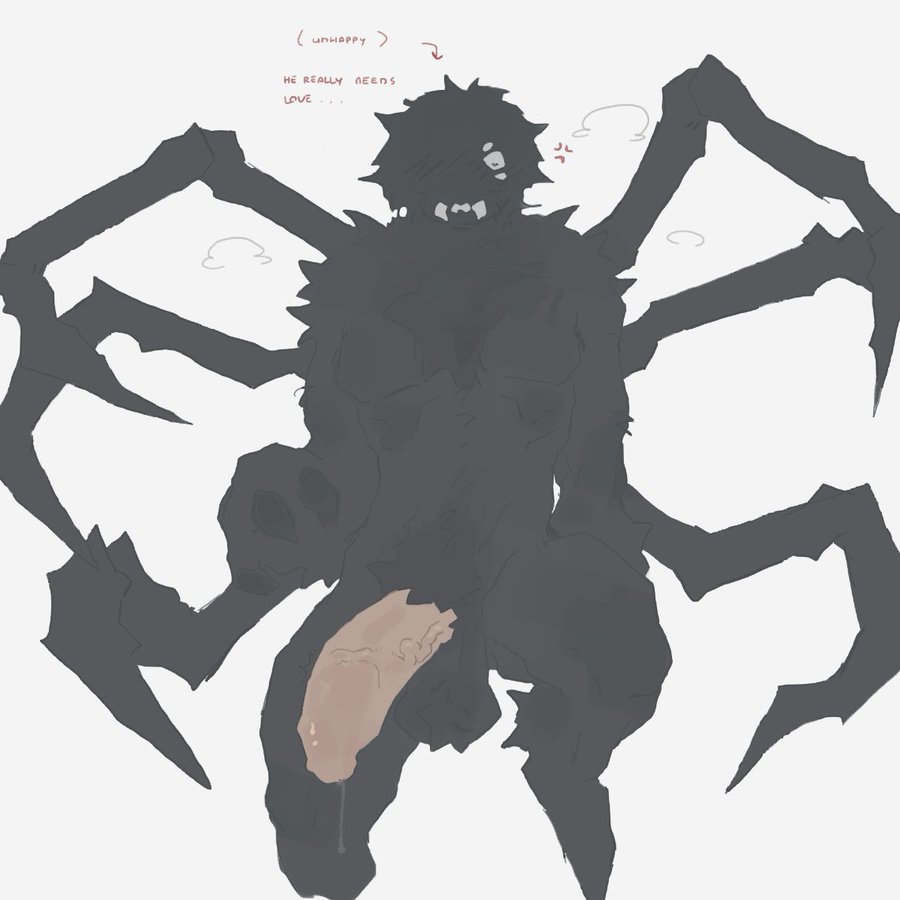 1boy, angry, arachnid, arachnid humanoid, minecraft, penis, self upload, solo focus, tagme, the obsessed, white background, wwwhappyperson