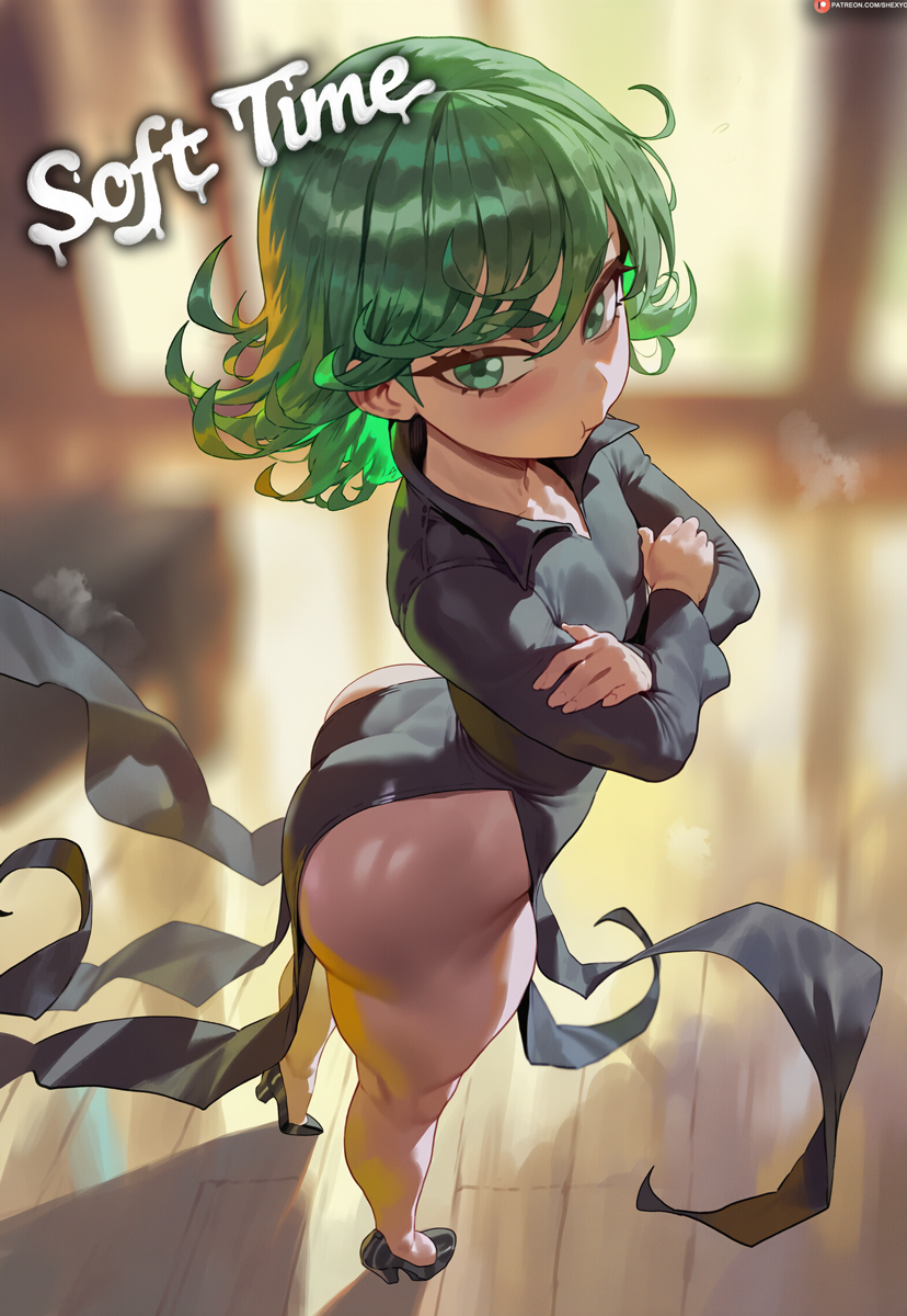 ai assisted, ai generated, green eyes, green hair, one-punch man, shexyo, tatsumaki