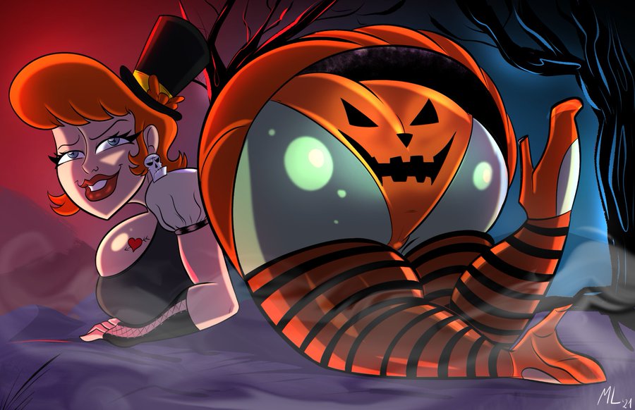1girls, 2021, ameizing lewds, ass, big ass, cartoon network, clothed, dexter's laboratory, dexter's mom, female, female only, halloween, hips, huge ass, huge butt, legs, light skin, light-skinned female, lips, lipstick, looking at viewer, looking back, mature, mature female, milf, solo, thick ass, thick legs, thick thighs, voluptuous, wide hips