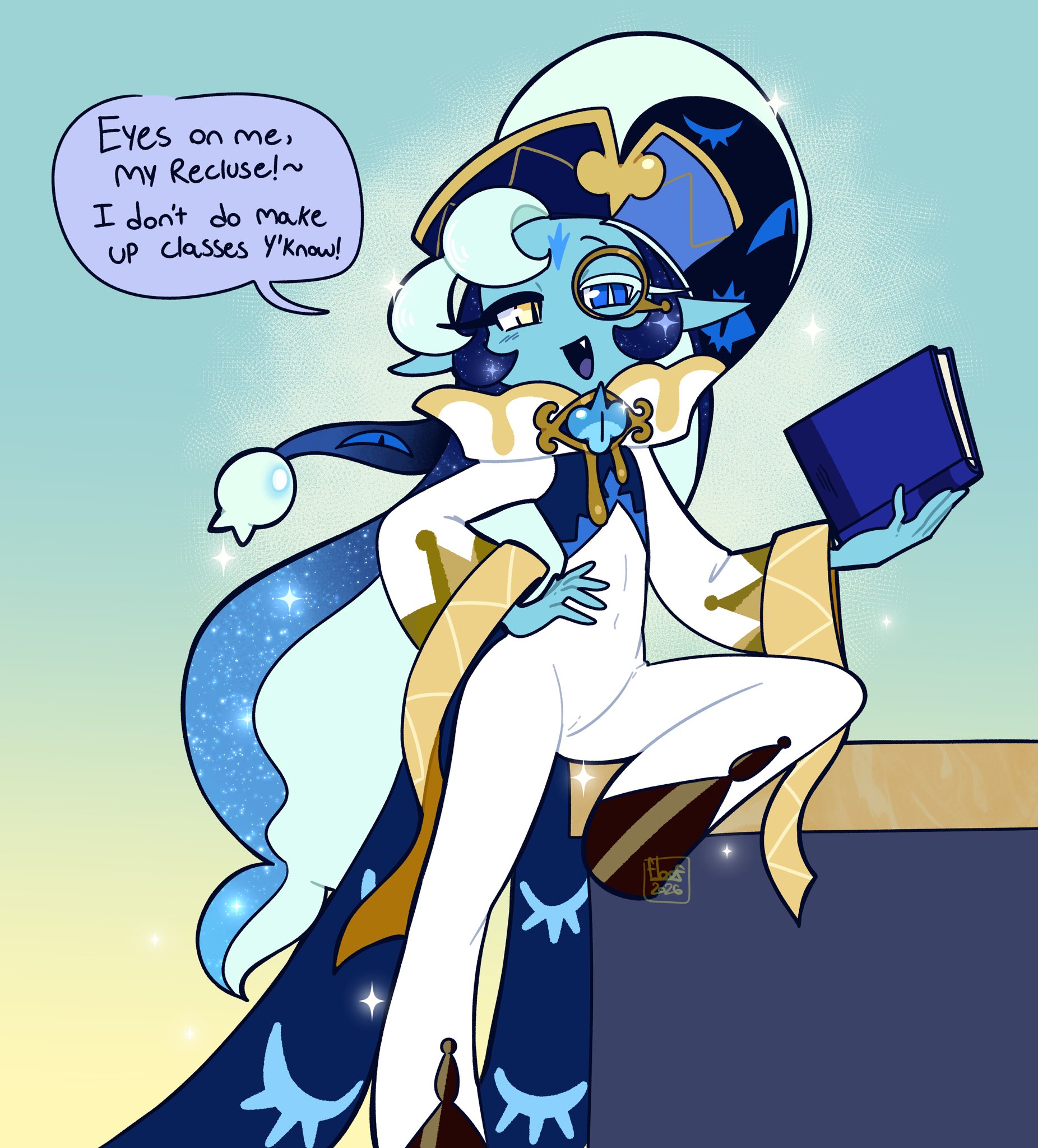 camel toe, cameltoe, cookie run, cookie run kingdom, cuntboy, floofierun, heterochromia, knee on table, monocle, sage of truth, shadow milk cookie, slender, tagme, teacher