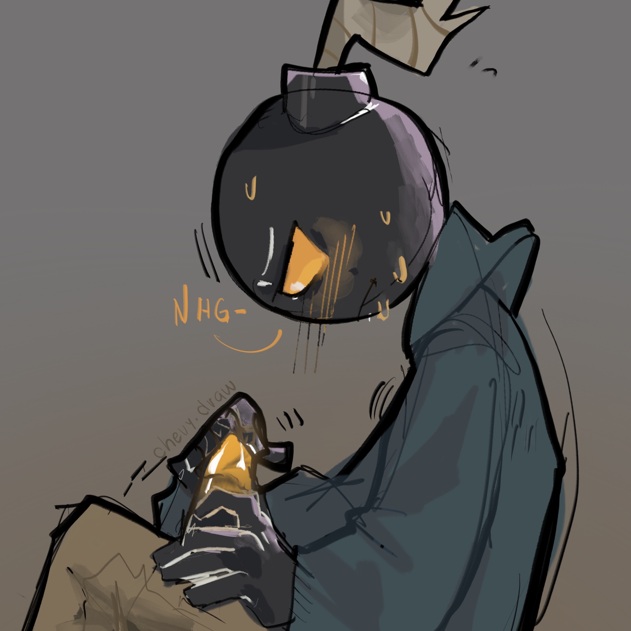 anthro, blush, bomb, friday night funkin, friday night funkin mod, handjob, male, male only, masturbation, object head, precum, solo, solo focus, vs whitty (fnf mod), whitty (fnf mod), whitty (friday night funkin)