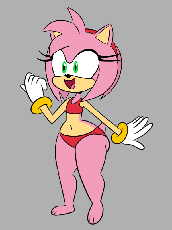 1girls 3_toes 5_fingers aged_up amy_rose big_ass bikini cute female flat_chest flat_colors green_eyes handwear hedgehog jewelry mobian_(species) mobian_hedgehog navel pink_fur pink_quills red_bikini scobionicle99 small_breasts smile solo sonic_(series) teapot_(body_type) thick_thighs