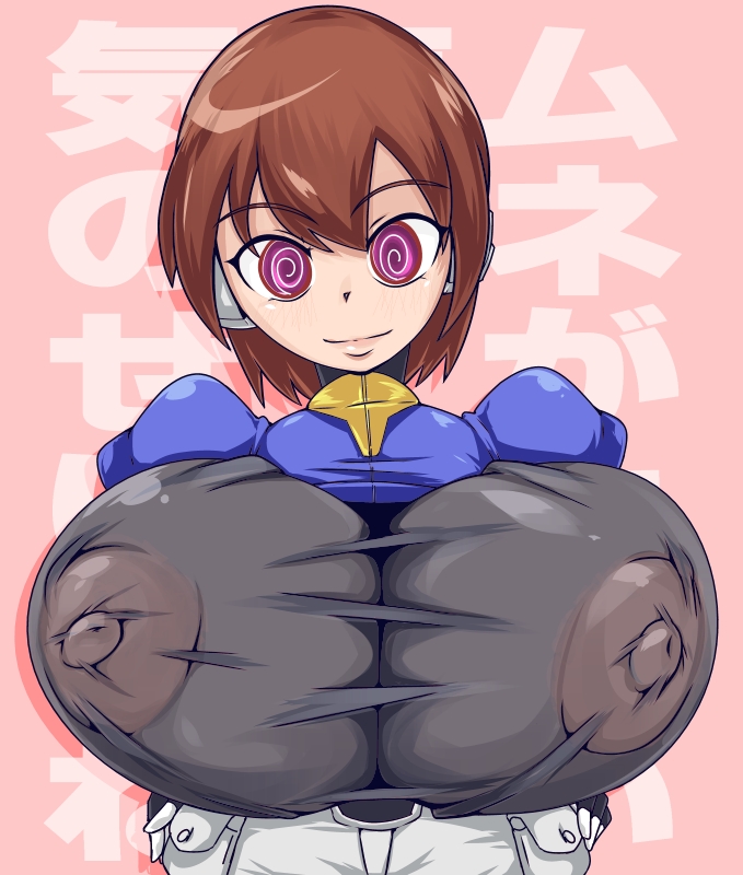 1girls aile big_areola breasts female female_focus female_protagonist ii_kuromaku large_breasts looking_at_viewer mega_man mega_man_zx mind_break mind_control nipples_visible_through_clothing solo solo_female