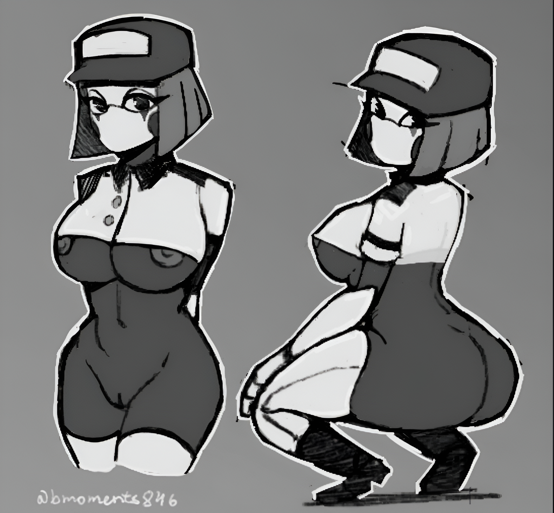 ass, five nights at freddy's, five nights at freddy's: security breach, fnaf, partially visible nipples, pussy, robot, robot girl, rule 63, solo, staff bot (security breach), staffbot, stuffbot (nightbotgrey), underboob