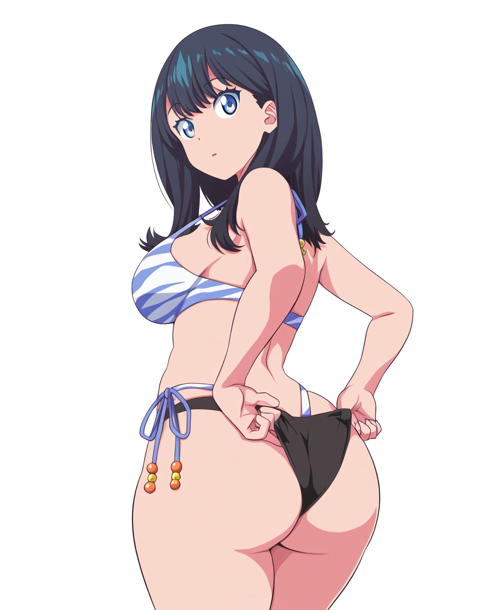 ass, black hair, brassiere, female, panties, ssss.gridman, takarada rikka, thighs