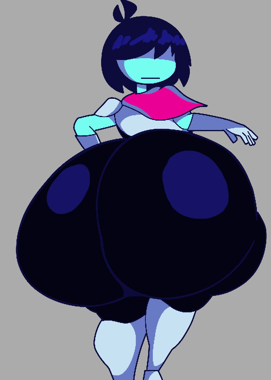 ambiguous gender, big ass, blue-skinned male, dark world, deltarune, fat ass, furu flami, hyper ass, kris (deltarune), looking at viewer, neutral expression, resting bitch face