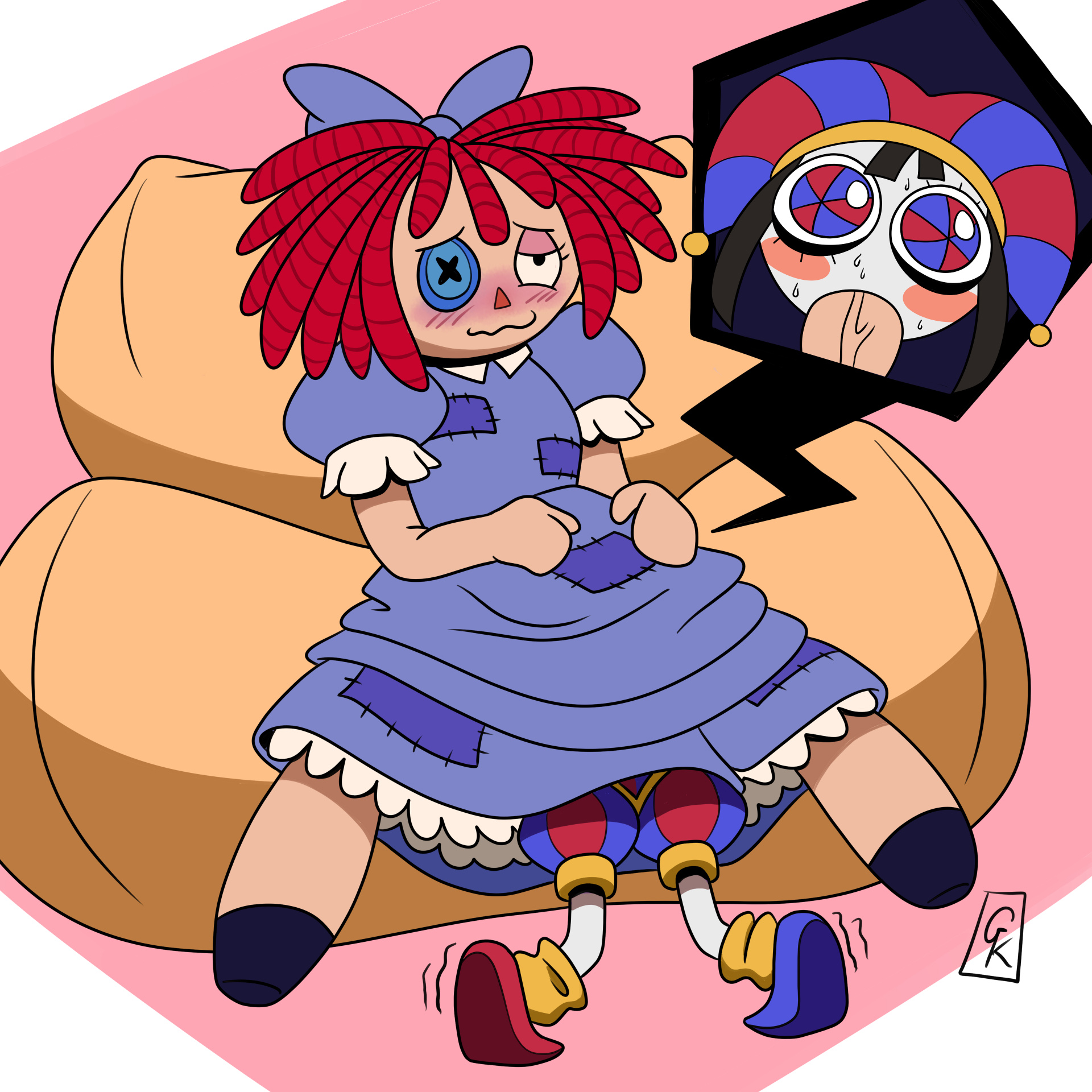 1futa, 1futa1girl, 1futanari, 1girls, blush, embarrassed, excited, excited for sex, fellatio, female, futa on female, futa sans pussy, futa with female, futa/female, futanari, girl krillin, glitch productions, pomni, pomni (the amazing digital circus), ragatha (the amazing digital circus), stealth fellatio, sucking, sucking penis, sweat, sweating, the amazing digital circus, trembling, under skirt, yuri