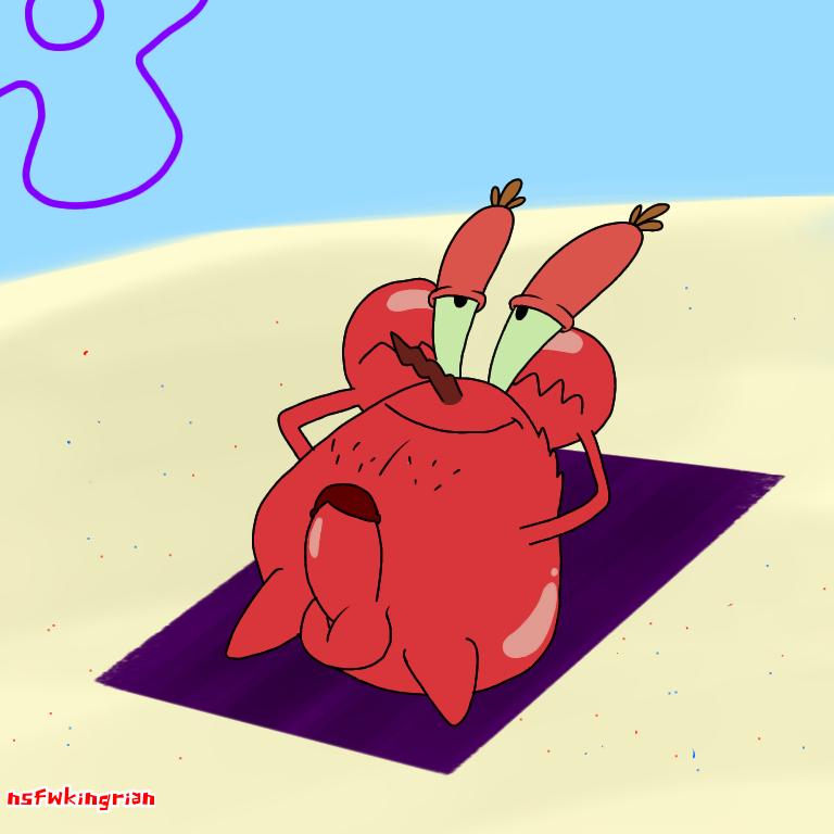 1:1 arthropod balls beach body_hair chest_hair crab crab_claw crustacean decapoda erection genitals hands_behind_head malacostracan male male_only marine mr_krabs nickelodeon nsfwkingrian nude penis sand seaside sky smile smooth_skin solo spongebob_squarepants water