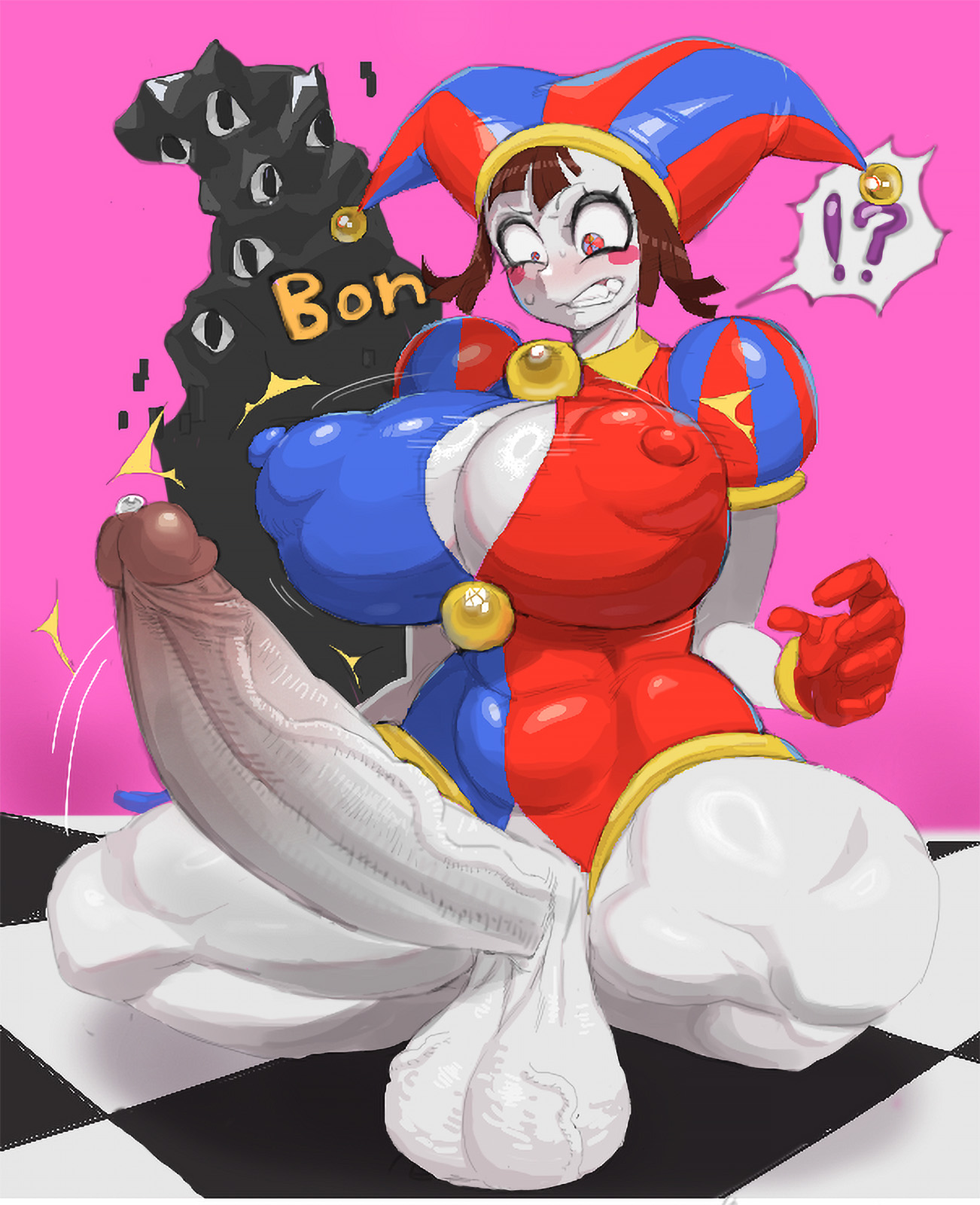 1futa, 1futanari, 1girls, abstraction (the amazing digital circus), aerolae, big breasts, big penis, big testicles, breasts, erection, female, futa focus, futa sans pussy, futa transformation, futanari, futanari transformation, gigantic penis, glitch productions, kaufmo (abstracted), kaufmo (the amazing digital circus), open legs, penetration, penis, penis size difference, pomni, pomni (the amazing digital circus), testicles, the amazing digital circus, vein, veiny penis