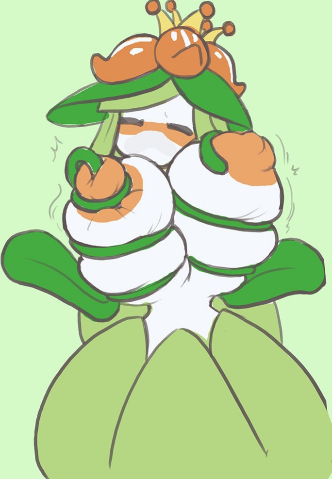 acrylictoon blushing crown female female_only game_freak huge_breasts large_breasts lilligant masturbation nintendo pokémon_(species) pokemon pokemon_(species) pokemon_focus solo_female vine_whip