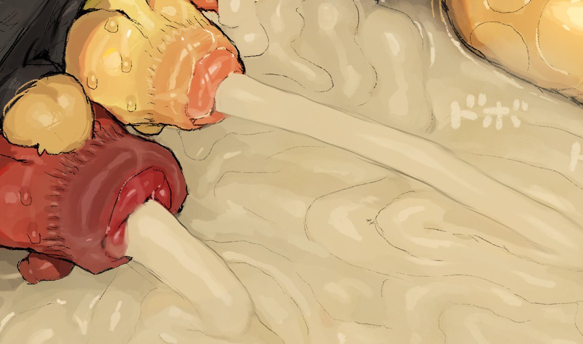 anus, creamy cum, cum, cum from ass, cumming, cumshot, excessive cum, foreskin, multiple penises, offscreen character, penis, prolapse, prolapsed anus, sweat, sweatdrop, sweating, sweaty, syuro, tagme