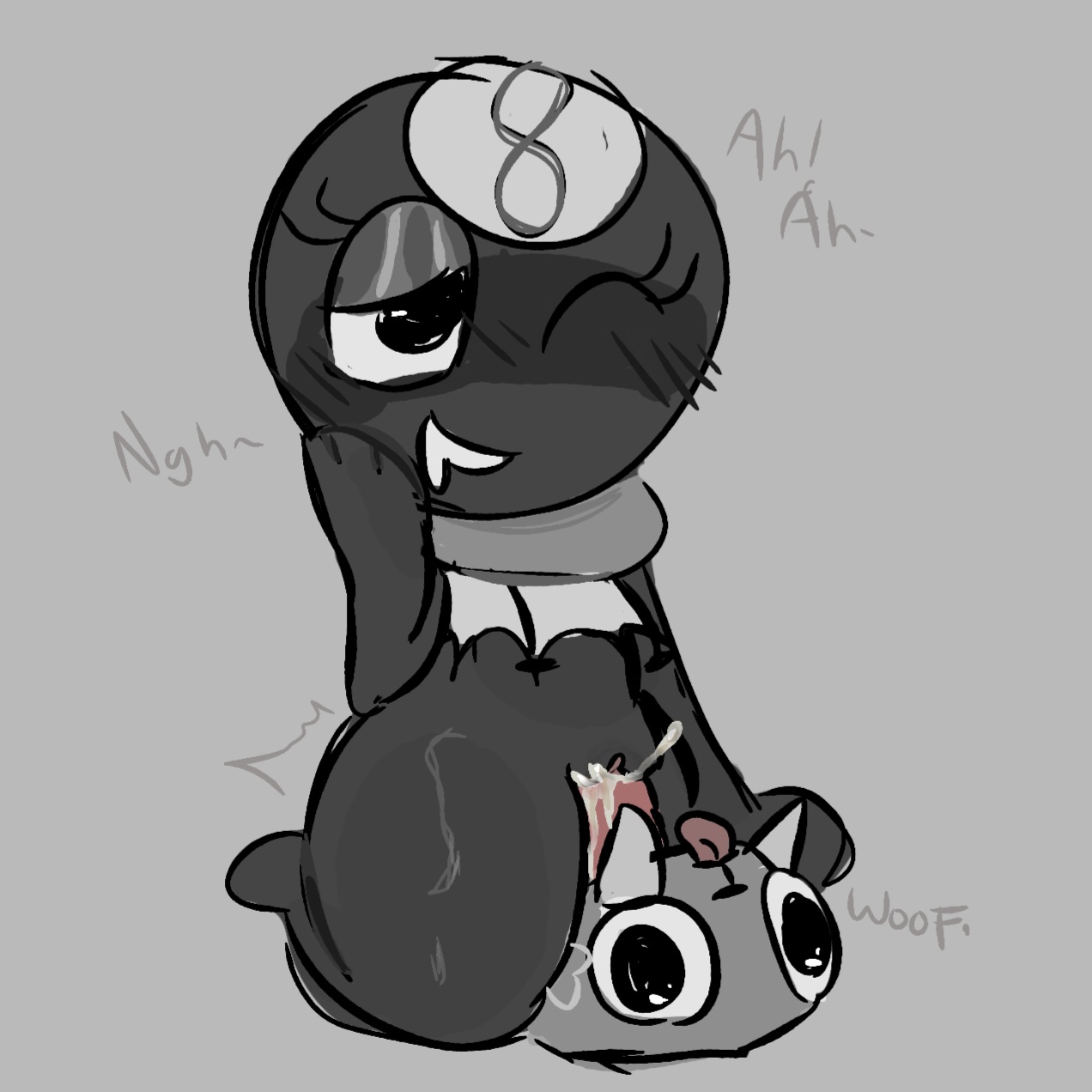 blushing, cum in pussy, cum inside, dandys world, domestic dog, drooling, feral, feral on anthro, feral penetrating, pebble (dandy's world), thick thighs, toodles (dandy's world), wide hips, wide thighs, young, zoophilia