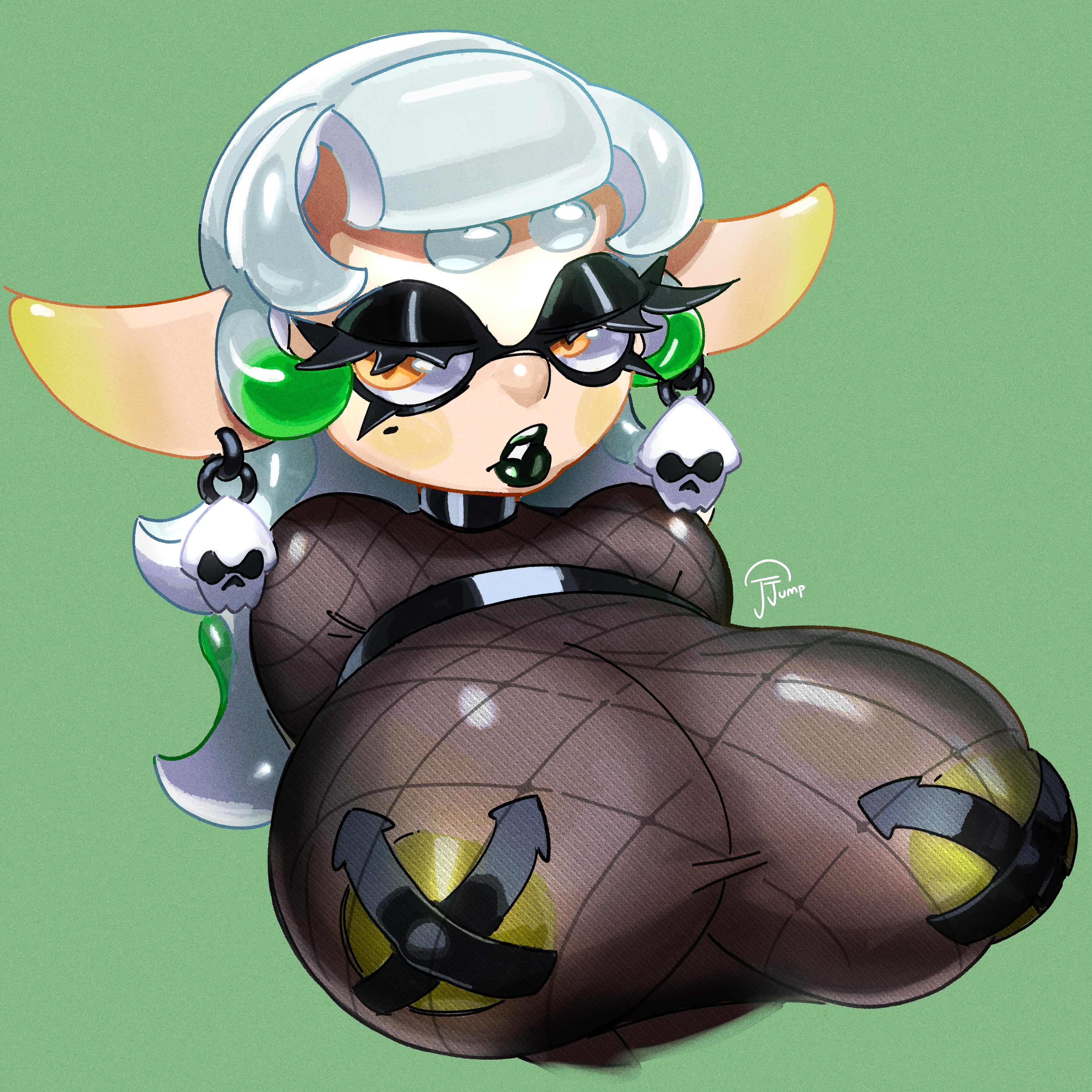 + +, 1girls, areolae, big breasts, breasts, clothed, domino mask, ear piercing, earrings, eyebrows visible through hair, eyelashes, facial markings, female, female only, goth, huge breasts, inkling, jellyjumpx, large breasts, looking at viewer, marie (splatoon), nintendo, nipple bulge, nipples, pointy ears, pseudo hair, see-through clothing, silver hair, simple background, splatoon, splatoon (series), symbol-shaped pupils, taped nipples, tentacle hair, video games, white hair, yellow eyes
