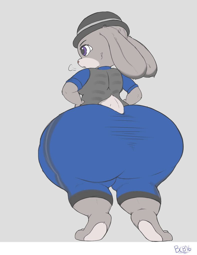 bluecatbutt bottom_heavy clothing furry huge_ass hyper_ass judy_hopps shortstack uniform zootopia