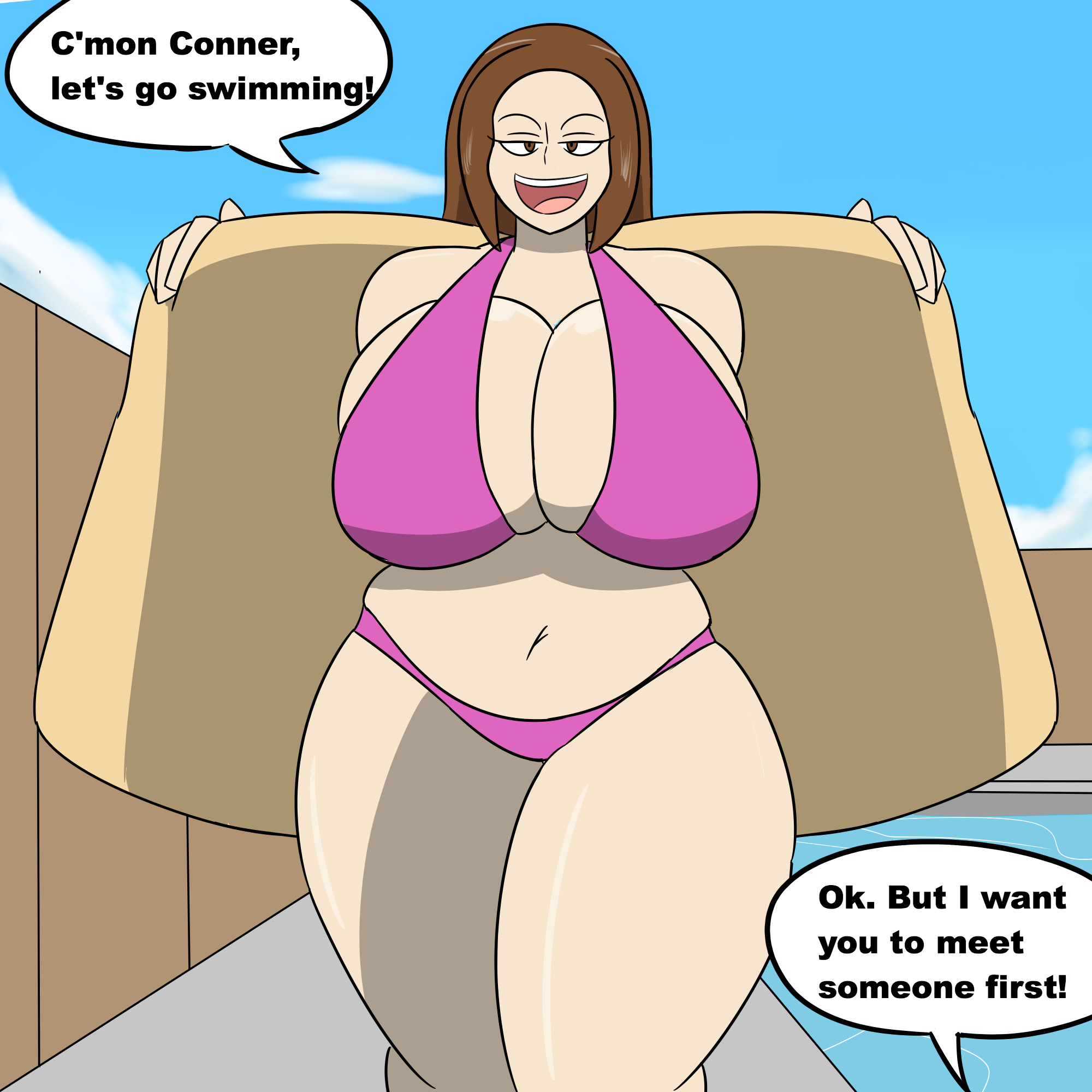 breasts, chubby, female, huge breasts, igphhangout, original character, tagme, titania (igphhangout)