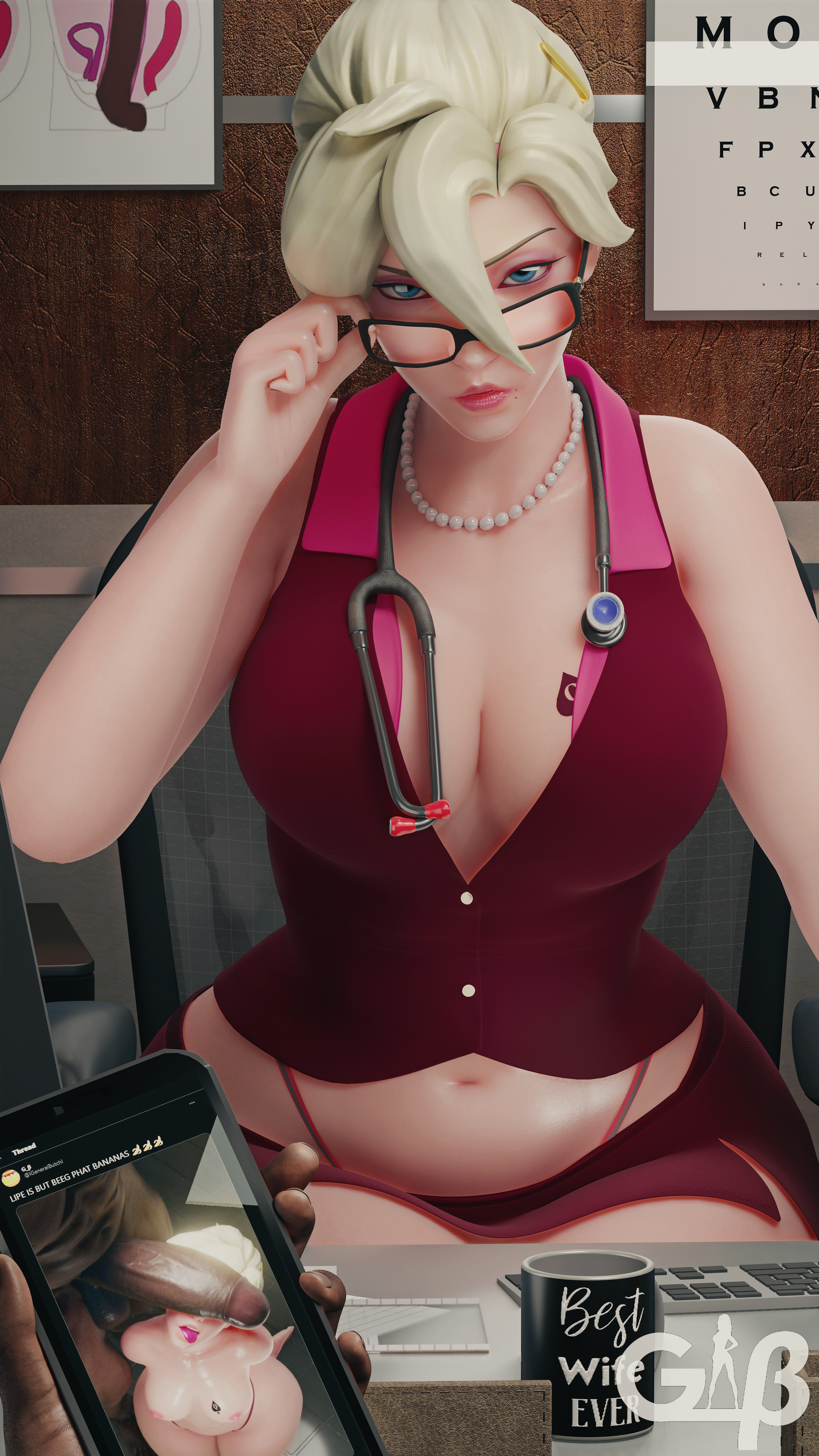 1girls, 3d, 9:16, absurd res, big breasts, big penis, blender, blizzard entertainment, breasts, cleavage, curvy, dark skin, dark-skinned male, female, female focus, fortnite, fortnite: battle royale, generalbutch, hi res, interracial, juxtaposition, large breasts, light skin, light-skinned female, looking at viewer, male, mercy, overwatch, pale skin, pale-skinned female, penis, phone, qos, queen of spades, queen of spades symbol, solo focus, spade, spade tattoo, tattoo, thick thighs, wide hips