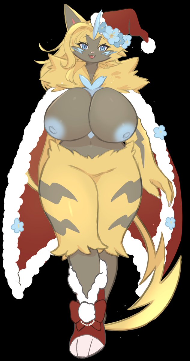 aurora_(nbanoob) big_breasts breasts female female_pokemon furry huge_breasts pokémon_(species) pokemon thick_thighs underchikichan wide_hips zeraora